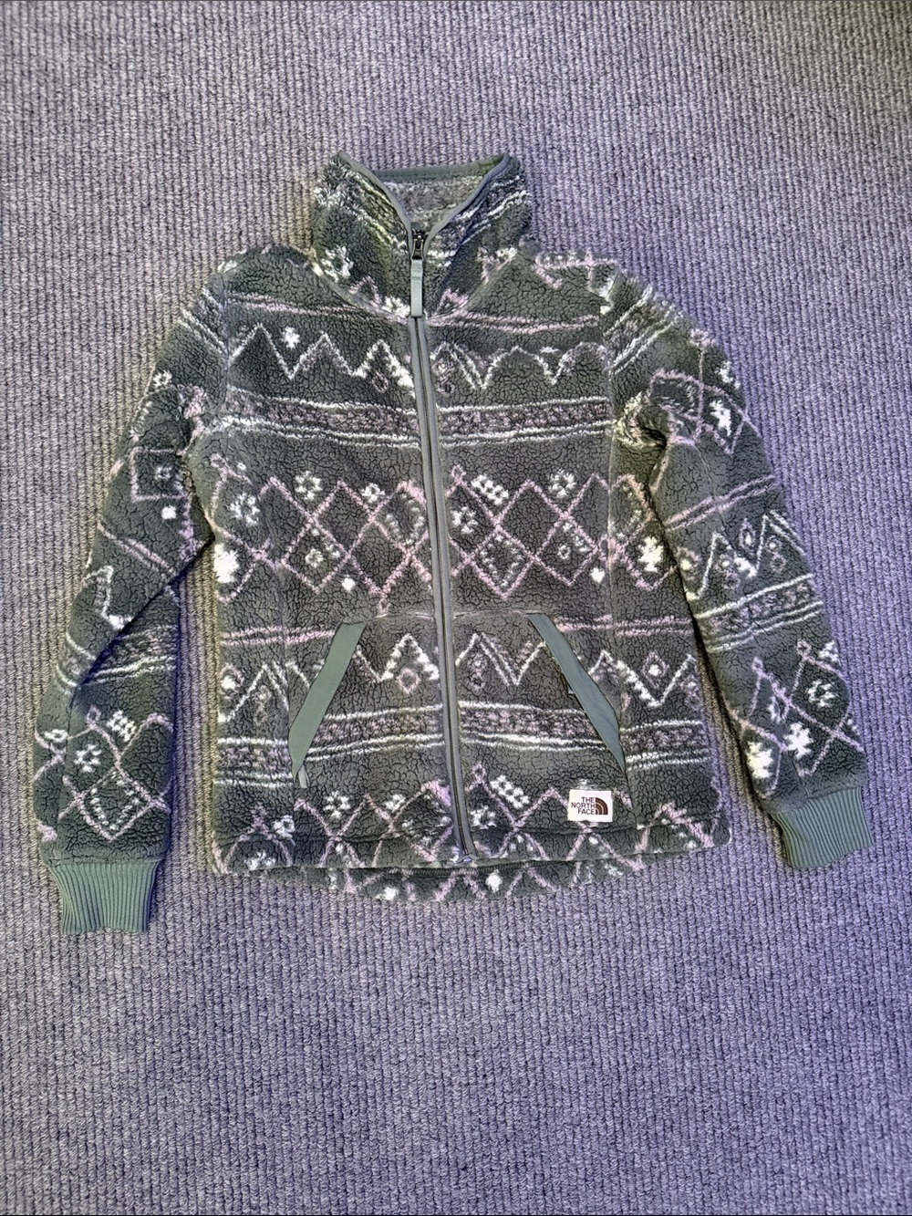 North Face Women's Printed Campshire Full-Zip Jacket, Green/White/Purple, Size S